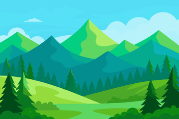 Fototapeta premium Vibrant Serene Mountain Landscape Rendered Art Scenic Beauty