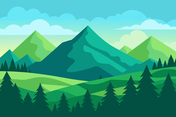 Fototapeta premium Vibrant Serene Mountain Landscape Rendered Art Scenic Beauty