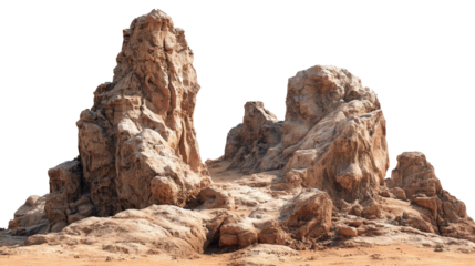 Large Rocks in the Desert background isolated on a Transparent background, PNG file.