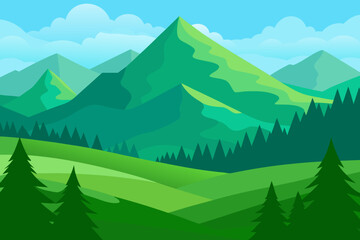 Vibrant Serene Mountain Landscape Rendered Art Scenic Beauty