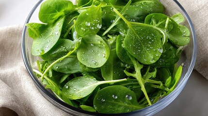 Freshly Picked Baby Spinach, Arugula, and Pea Shoots Ready for Healthy Meals and Salads Preparation