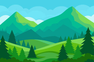 Fototapeta premium Vibrant Serene Mountain Landscape Rendered Art Scenic Beauty