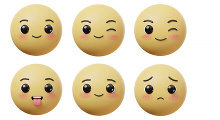 Fototapeta premium Cartoon faces displaying different emotions