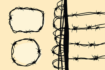 set of barbed wired design vector. eps 10