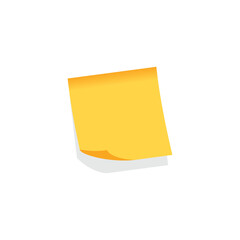 A flat design vector of a yellow sticky note with a curled corner and shadow, perfect for office, memo, and reminder themes