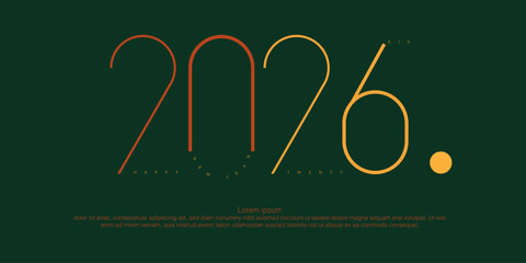 new color design of 2026 happy new year , isolated in exclusive color with green background 