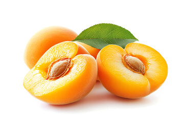 Fresh Cut Apricot Fruits Isolated on White Background, High Quality Apricot Image