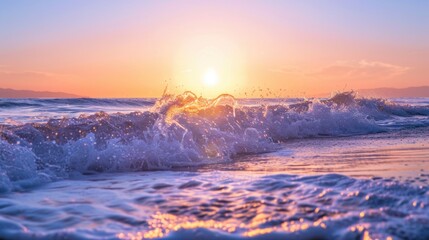 Sunrise by the Sea with Sparkling Waves: A Breathtaking Tapestry of Golden Light, Turquoise Waters, and Glistening Surf – Capturing Nature’s Morning Symphony for Coastal Art, Travel Posters, and Seren