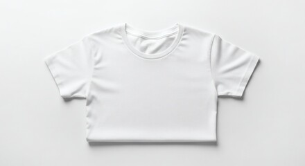 Simple folded white t-shirt isolated on a white background. Blank clothing template for design mockup.