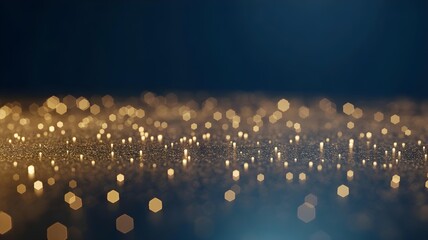 Golden Lights Sparkle on a Dark Background