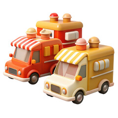 Charming miniature ice cream trucks with swirled toppings on black background