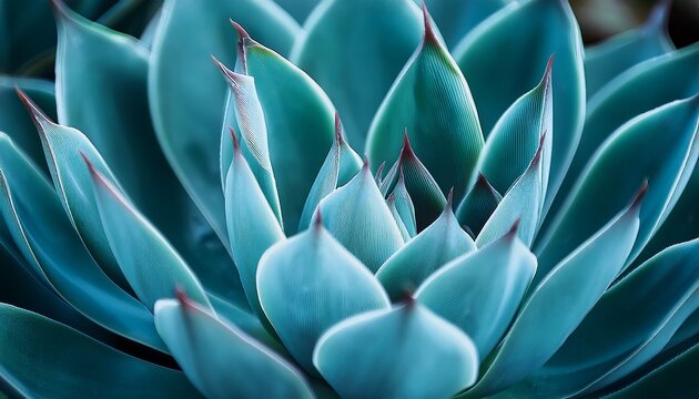elegant teal succulent a captivating macro of its leaves highlighting textures and graceful curves for use in nature inspired designs or serene background visuals
