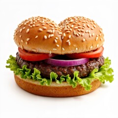 Gourmet beef burger in heart shape for romantic meal