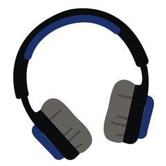 big headphones for listening to music in black and blue colors isolate on white background