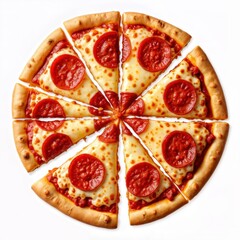Classic round pizza with crispy crust and spicy pepperoni