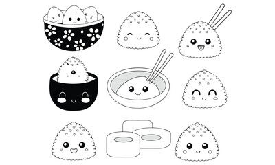Cute Kawaii Clipart  Adorable Technology, Food, and Stationery Vector Icons
