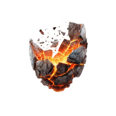 Exploding Planet, Fiery Molten Core, Shattered Rock, 3D Render