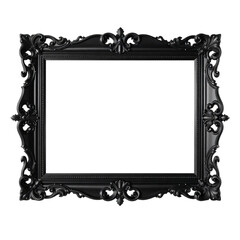 Rectangle baroque black frame isolated on transparent background
