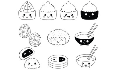 Cute Kawaii Clipart  Adorable Technology, Food, and Stationery Vector Icons