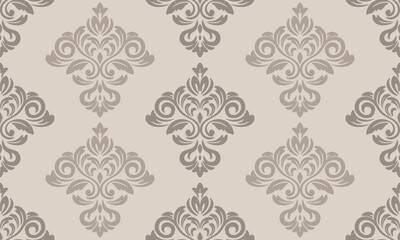 Beige Gray Damask Seamless Background