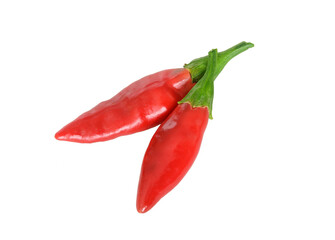 Fresh red chili peppers isolated on white background.