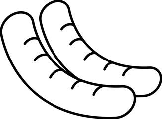 Grilled Sausages Outline Icon – BBQ Food Vector Illustration