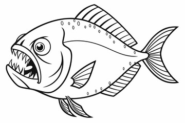 coloring page line art the piranha fish black vector