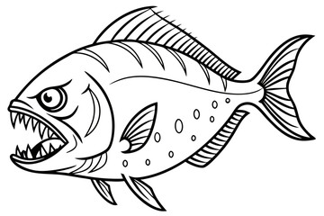 coloring page line art the piranha fish black vector