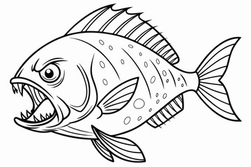 coloring page line art the piranha fish black vector