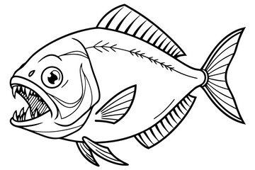 coloring page line art the piranha fish black vector