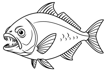 coloring page line art the piranha fish black vector