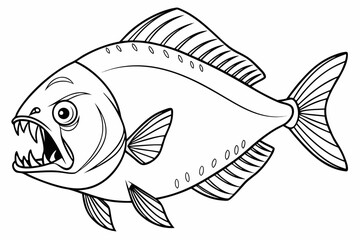 coloring page line art the piranha fish black vector