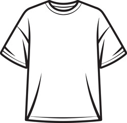 Minimal Front Outline of Oversized T-Shirt – Vector Apparel Line Art for Clothing Templates