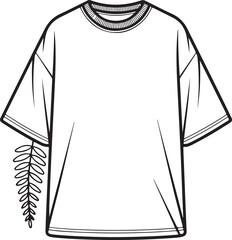 Oversized T-Shirt Front View Outline – Minimalist Apparel Vector Mockup Template