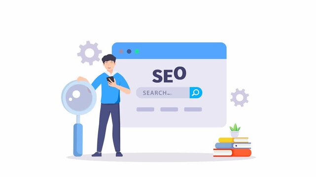 SEO Optimization, web analytics and seo marketing social media concept. video animation 4k clip	