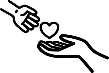 Hands with Heart Symbol Icon Doodle Outline