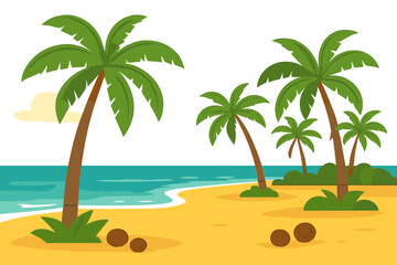 Obraz premium Motivational Tropical Scene With Palm Trees To Relieve Stress And Soothe The Soul With Sand