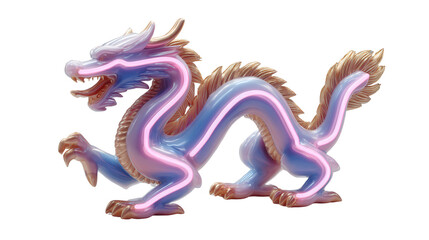 Obraz premium Colorful 3D Dragon Illustration with Smooth Curves and Striking Features for Fantasy and Art Projects
