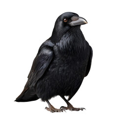 Fototapeta premium Majestic Black Bird Perched Gracefully with Intense Eyes and Textured Feathers in Natural Habitat