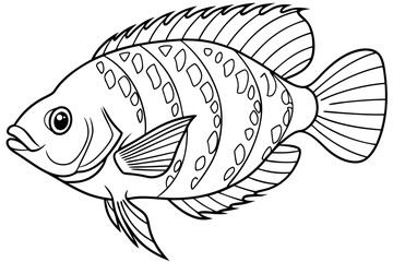 coloring page line art the oscar fish black vector
