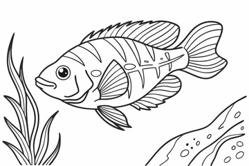 coloring page line art the oscar fish black vector