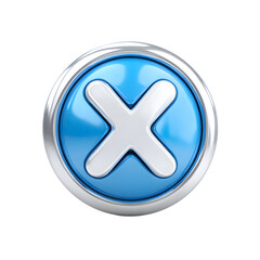 Obraz premium Glossy Detailed Circle Cross Mark Icon with Metallic Border