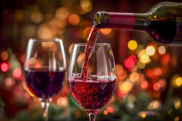Gourmet Red Wine Being Poured for Fine Dining – Generative AI