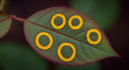 Virus-Affected Rose Leaves with Yellow Rings