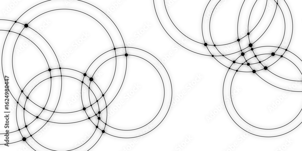 Poster abstract connecting dots and circles. abstract vector illustration with overlapping circles, dots. a