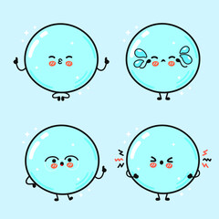 Adorable cartoon bubbles showcasing various emotions in a playful, lighthearted design.