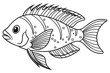coloring page line art the cichlid fish black vector
