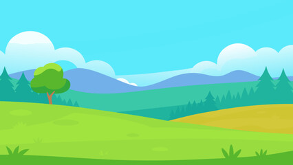 Fototapeta premium Bright Spring Landscape Featuring a Tree Canopy and Vibrant Greenery