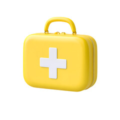 Obraz premium Detailed Rendered Yellow First Aid Kit Box With White Cross Symbol