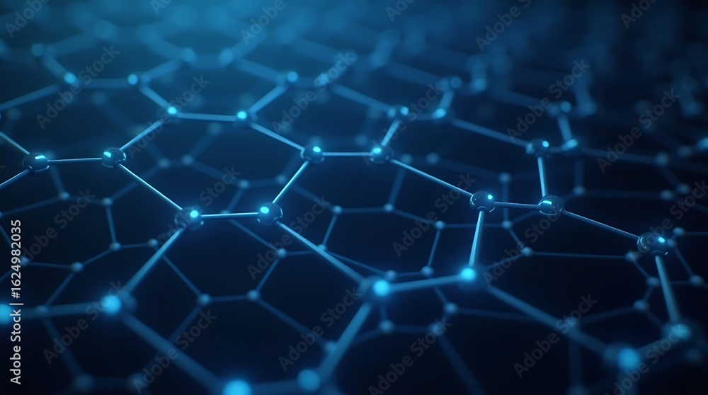 Poster blue technology background with a digital hexagon pattern for a web connection concept